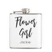 Bloemenmeisje Zwart Wit Bruiloft  Heupfles (Voorkant)