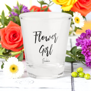 Bloemenmeisje Zwart Wit Bruiloft Shot Glas