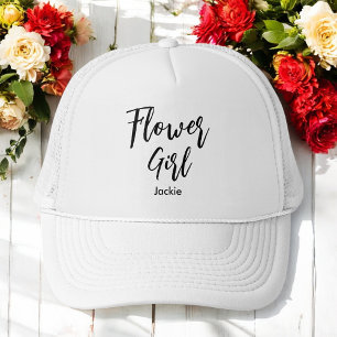 Bloemenmeisje Zwart Wit Bruiloft Trucker Pet
