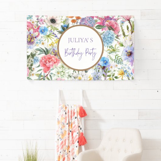 Bloemenmeisjesverjaardagsfeestje Spandoek (Insitu)