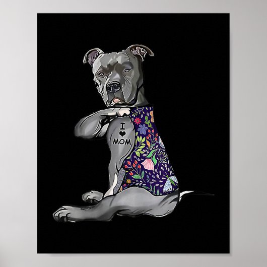 Bloemenmerg I-Tattoo van mam Pitbull Poster (Voorkant)