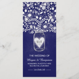 Bloemenmetselaar Jar Royal Blue bruiloft programma Programmakaart