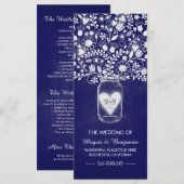 Bloemenmetselaar Jar Royal Blue bruiloft programma Programmakaart (Voorkant / Achterkant)