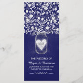 Bloemenmetselaar Jar Royal Blue bruiloft programma Programmakaart (Voorkant)