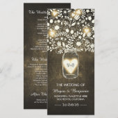 Bloemenmetselaar Jar Yellow Elegante huwelijksprog Programmakaart (Voorkant / Achterkant)