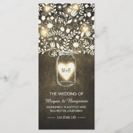 Bloemenmetselaar Jar Yellow Elegante huwelijksprog Programmakaart