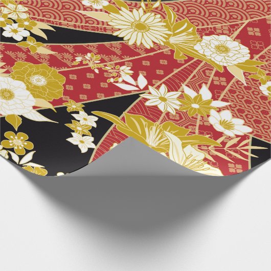 Bloemenmix Kimono patroon Cadeaupapier (Hoek)