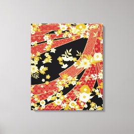 Bloemenmix Kimono patroon Canvas Afdruk