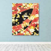 Bloemenmix Kimono patroon Canvas Afdruk (Insitu (Houten vloer))