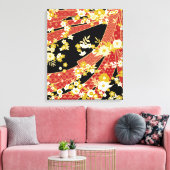 Bloemenmix Kimono patroon Canvas Afdruk (Insitu (Woonkamer))