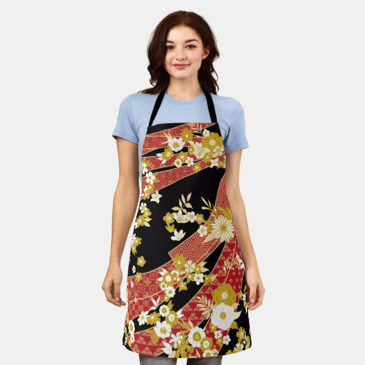 Bloemenmix Kimono patroon Schort (Gedragen)