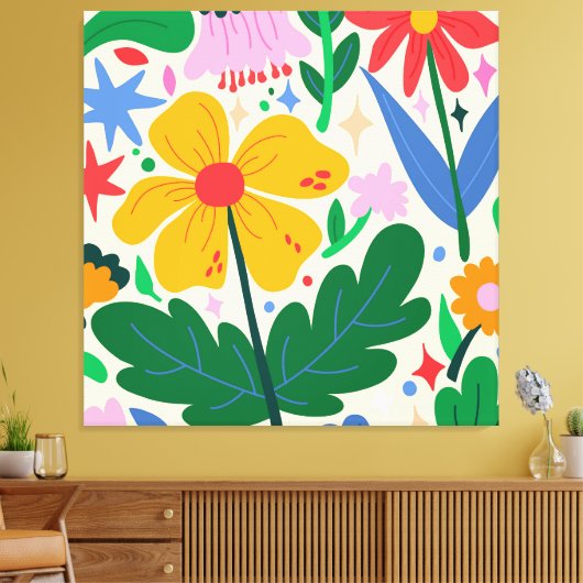 bloemenmixtape canvas afdruk (Insitu (Woonkamer))
