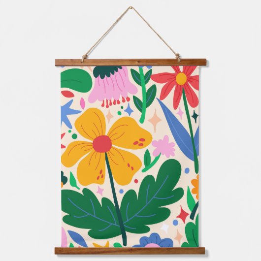 bloemenmixtape hangend wandkleed (Voorkant)