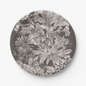 bloemenmodern ivoor & grijs rustieke bruiloft papieren bordje (Voorkant)