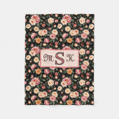  bloemenmonogram Blush Pink Roses Fleece Deken (Voorkant)