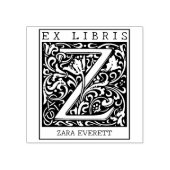 bloemenmonogram Briefboek Ex libris Rubberstempel (Afrduk)