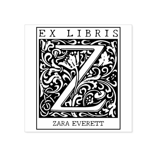 bloemenmonogram Briefboek Ex libris Rubberstempel (Afrduk)