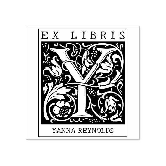  bloemenmonogram Briefboek Ex libris Rubberstempel (Afrduk)