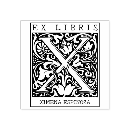  bloemenmonogram Briefboek Ex libris Rubberstempel (Afrduk)