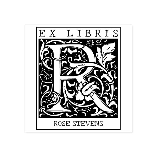  bloemenmonogram Briefboek Ex libris Rubberstempel (Afrduk)