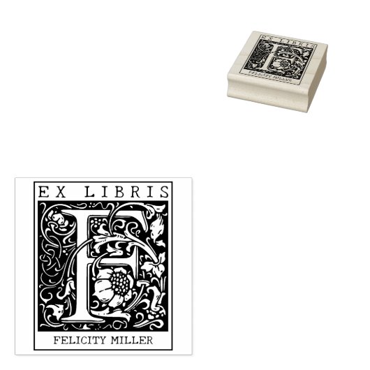  bloemenmonogram Briefboek Ex libris Rubberstempel (Gestempeld)