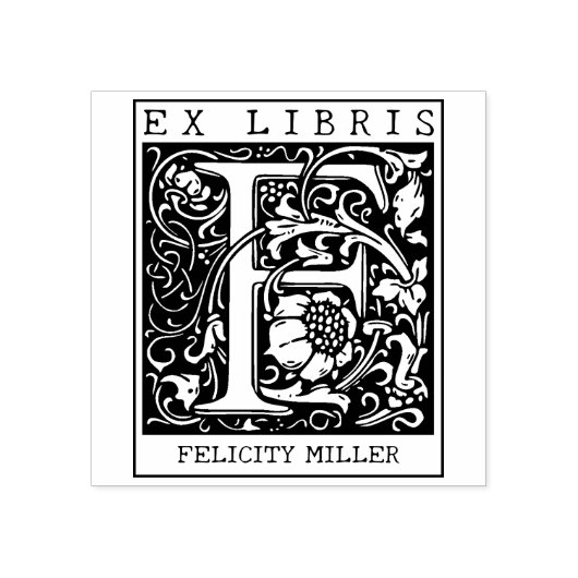 bloemenmonogram Briefboek Ex libris Rubberstempel (Afrduk)