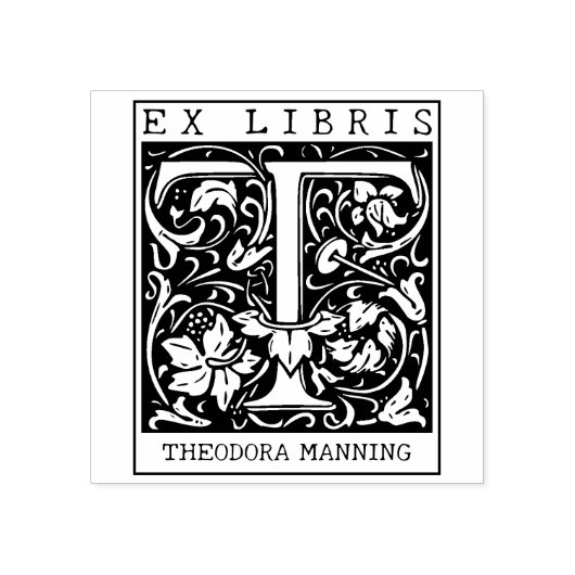 bloemenmonogram Briefboek Ex libris Rubberstempel (Afrduk)