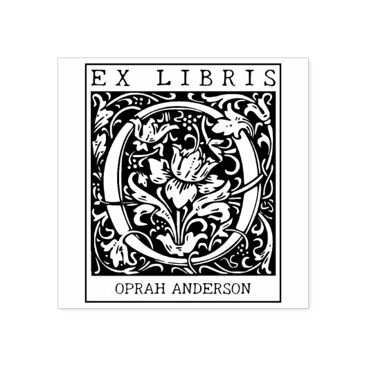 bloemenmonogram Briefboek Ex libris Rubberstempel (Afrduk)