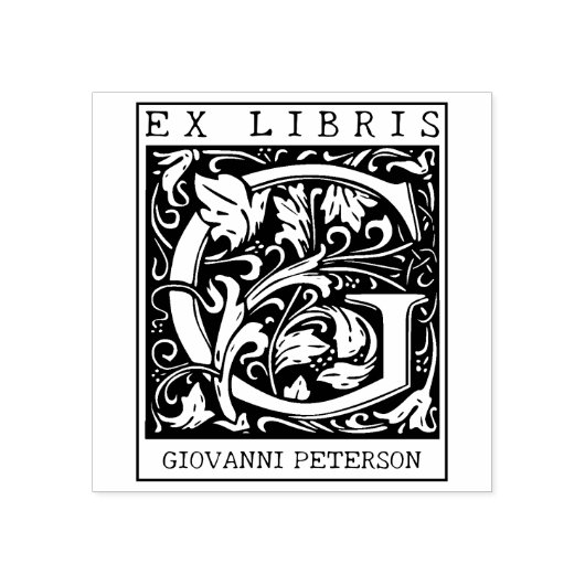 bloemenmonogram Briefboek Ex libris Rubberstempel (Afrduk)