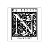 bloemenmonogram Briefboek Ex libris Rubberstempel (Afrduk)