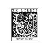 bloemenmonogram Briefboek Ex libris Rubberstempel (Afrduk)