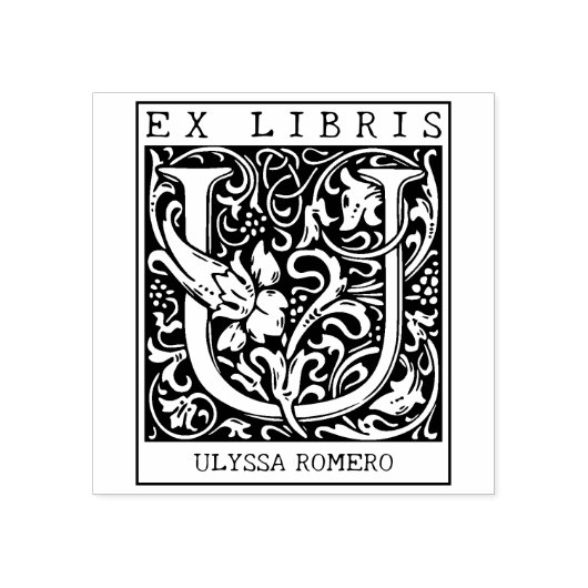 bloemenmonogram Briefboek Ex libris Rubberstempel (Afrduk)