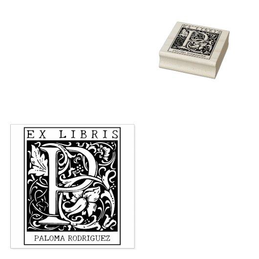 bloemenmonogram Briefboek Ex libris Rubberstempel (Gestempeld)