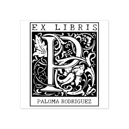 bloemenmonogram Briefboek Ex libris Rubberstempel (Afrduk)