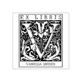 bloemenmonogram Briefboek Ex libris Rubberstempel (Afrduk)