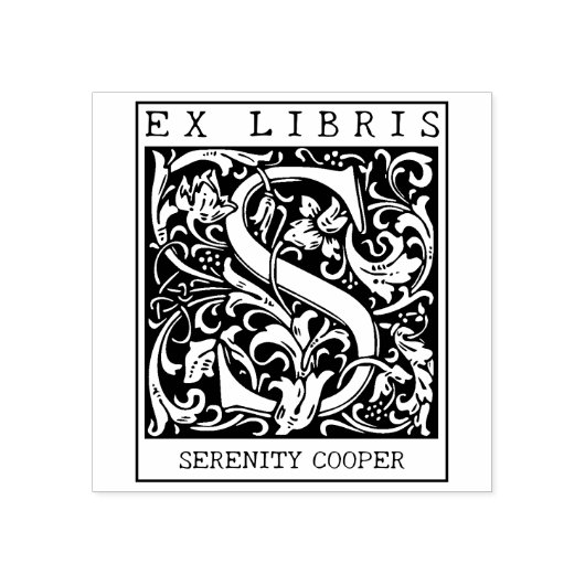 bloemenmonogram Briefboek Ex libris Rubberstempel (Afrduk)