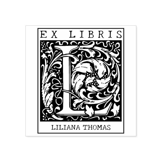 bloemenmonogram Briefboek Ex libris Rubberstempel (Afrduk)