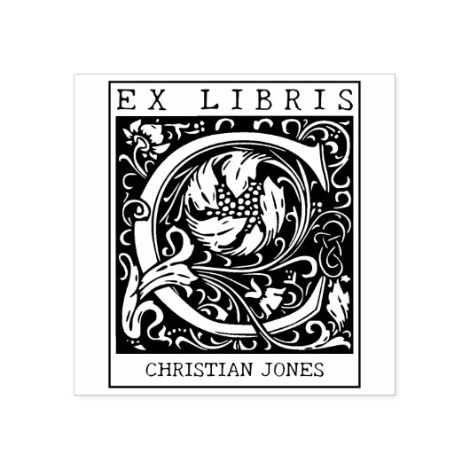 bloemenmonogram Briefboek Ex libris Rubberstempel (Afrduk)