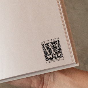 bloemenmonogram Briefboek Ex libris Rubberstempel