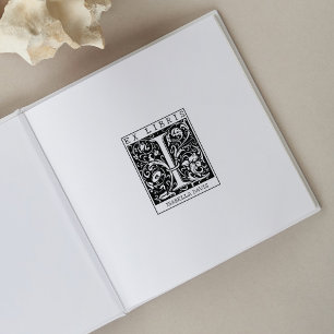 bloemenmonogram Briefboek Ex libris Rubberstempel