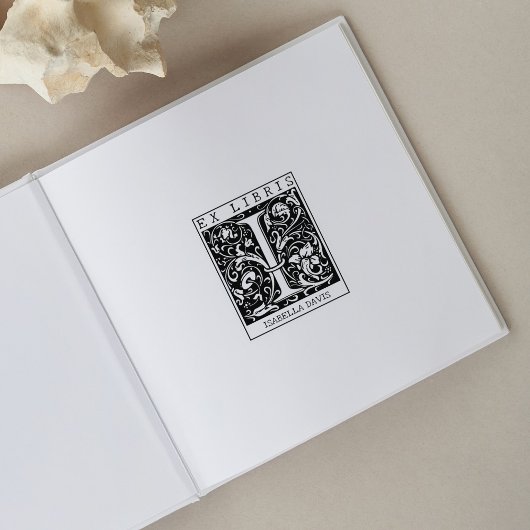 bloemenmonogram Briefboek Ex libris Rubberstempel