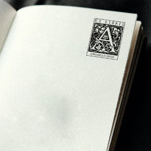 bloemenmonogram Briefboek Ex libris Rubberstempel