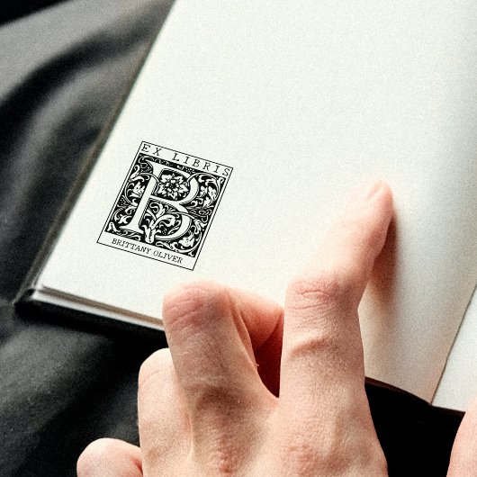 bloemenmonogram Briefboek Ex libris Rubberstempel