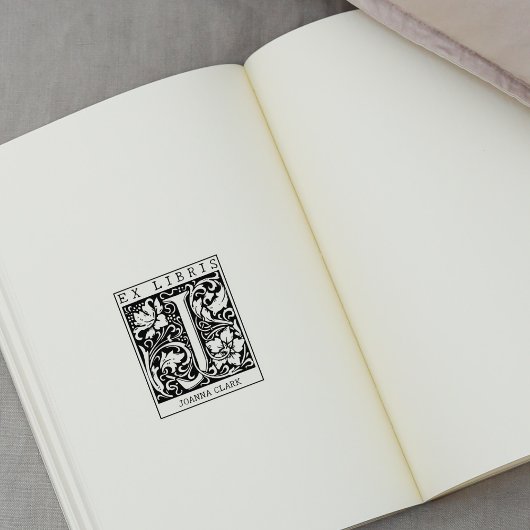 bloemenmonogram Briefboek Ex libris Rubberstempel