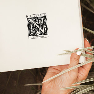 bloemenmonogram Briefboek Ex libris Rubberstempel