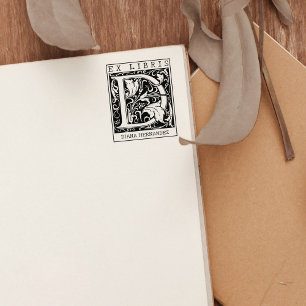 bloemenmonogram Briefboek Ex libris Rubberstempel