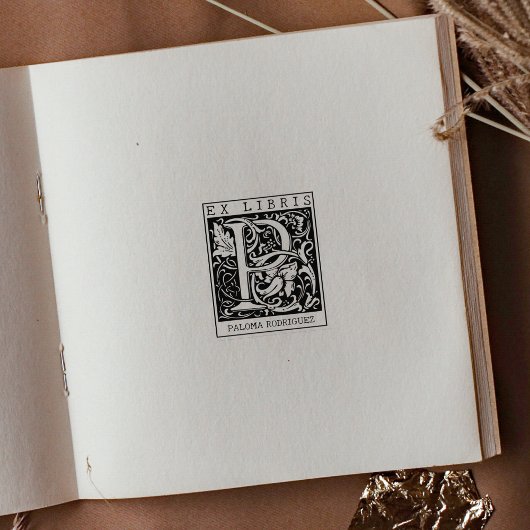 bloemenmonogram Briefboek Ex libris Rubberstempel