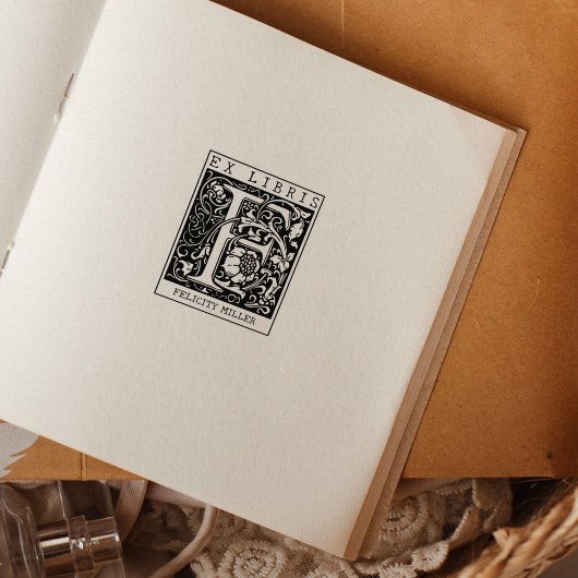 bloemenmonogram Briefboek Ex libris Rubberstempel