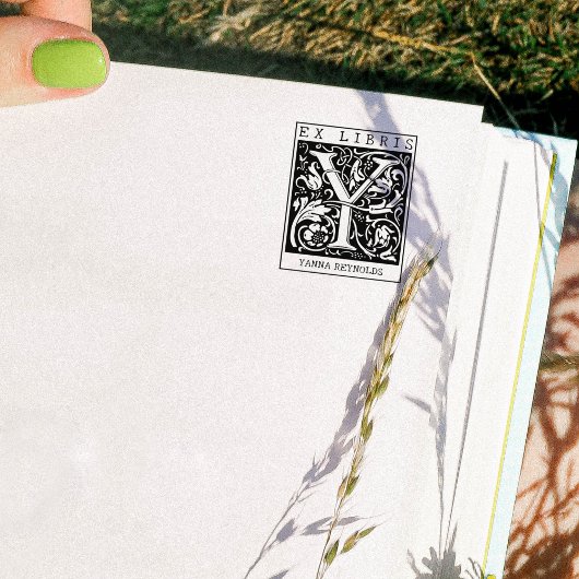 bloemenmonogram Briefboek Ex libris Rubberstempel