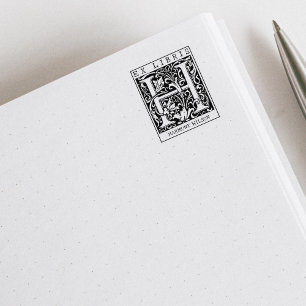 bloemenmonogram Briefboek Ex libris Rubberstempel